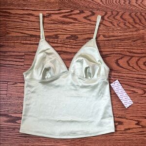 nwt urban outfitters light green satin top